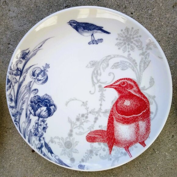 Lovely Set of 4 Porcelain Hand Painted Enameled Plates with Arabesques/ Red Song - Picture 4 of 15